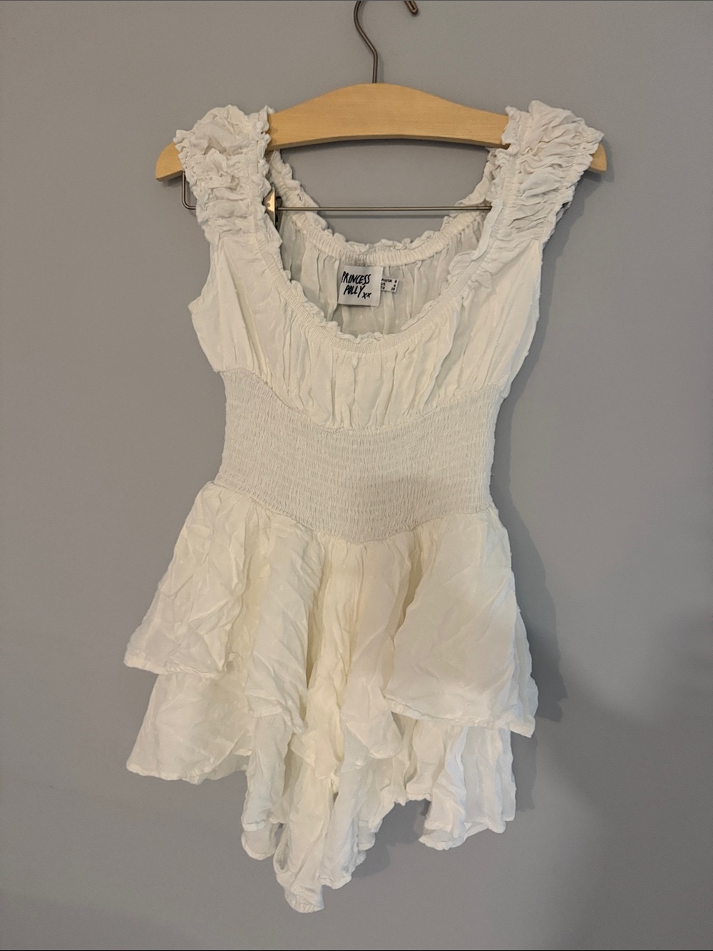 Princess Polly Ivory Ruffle Smocked Mini Dress